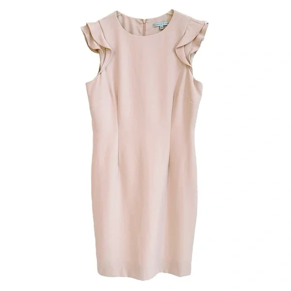 ANTONIO MELANI MOLLY RUFFLES PINK SAND STRAIGHT SHEATH EASTER DRESS SZ 10 NWT - Picture 3 of 5